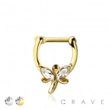 DRAGONFLY DESIGN SEPTUM HINGED CLICKER